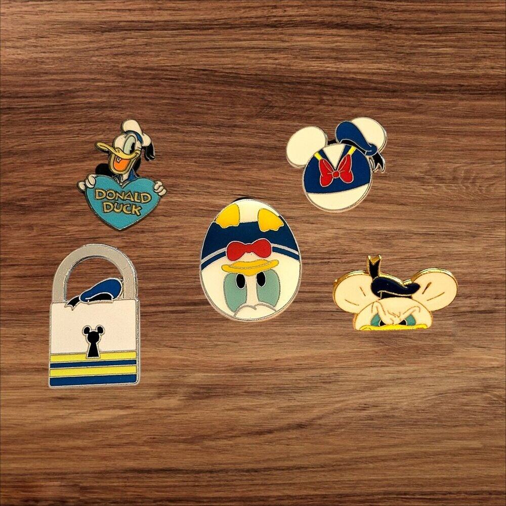 5 Donald Duck Disney Parks Trading Pins, Plus 2 Bonus Pins